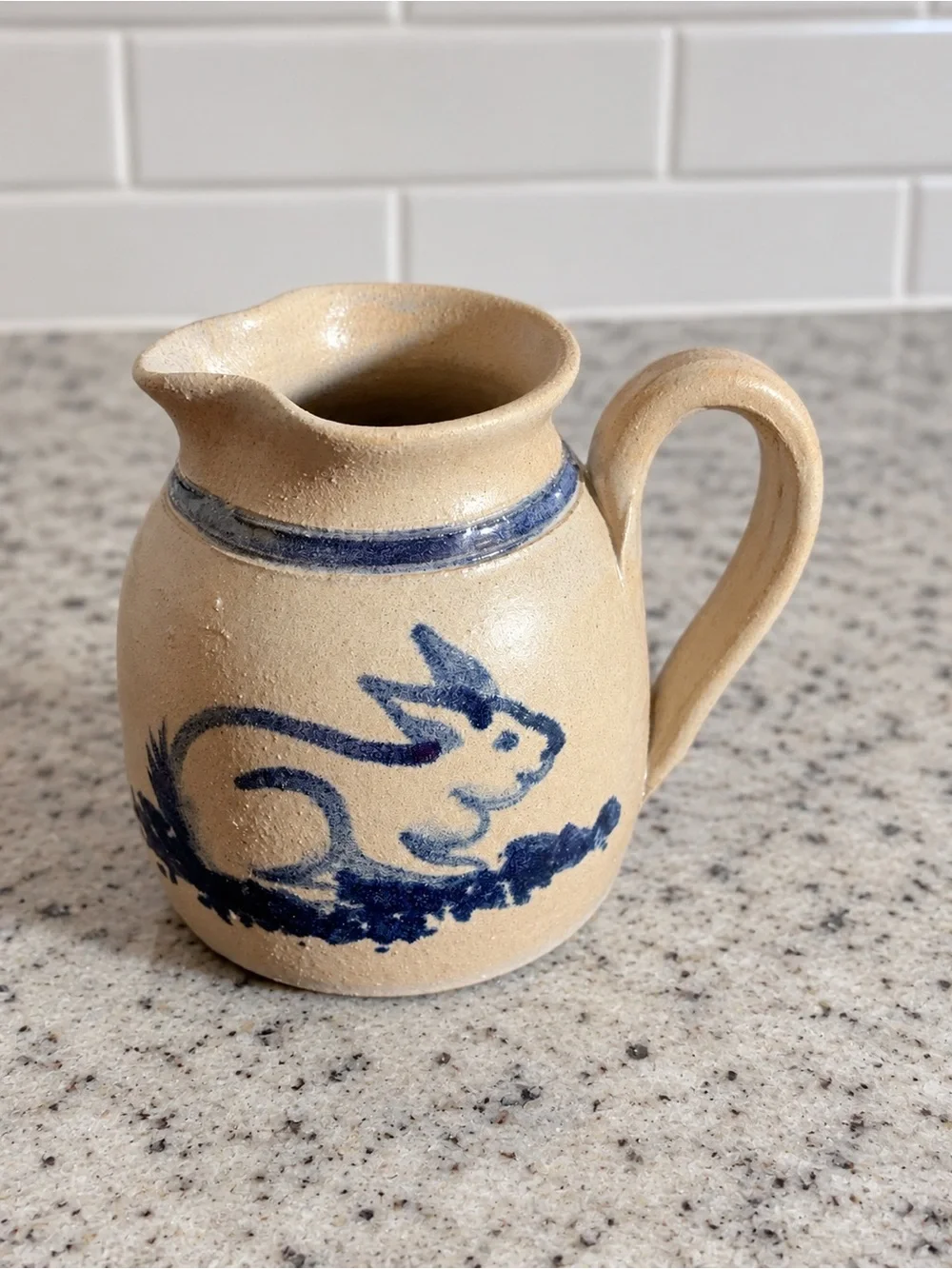 Vintage Ellis Pottery Salt Glaze Rabbit Stoneware Mini Pitcher Creamer